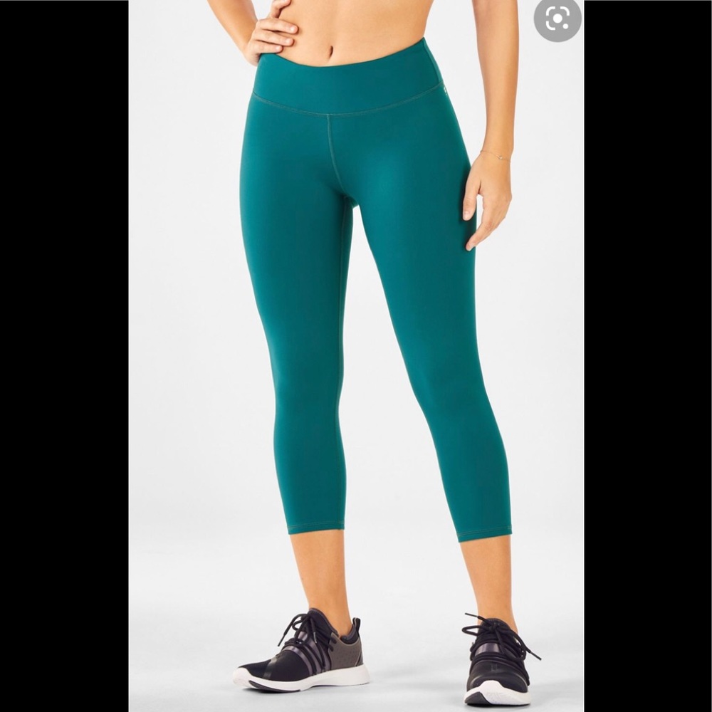 Fabletics Define Mid-Rise Teal Crop leggings